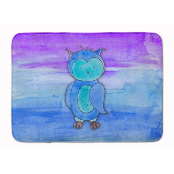 Carolines Treasures Blue Owl Watercolor Machine Washable Memory Foam Mat BB7426RUG - main